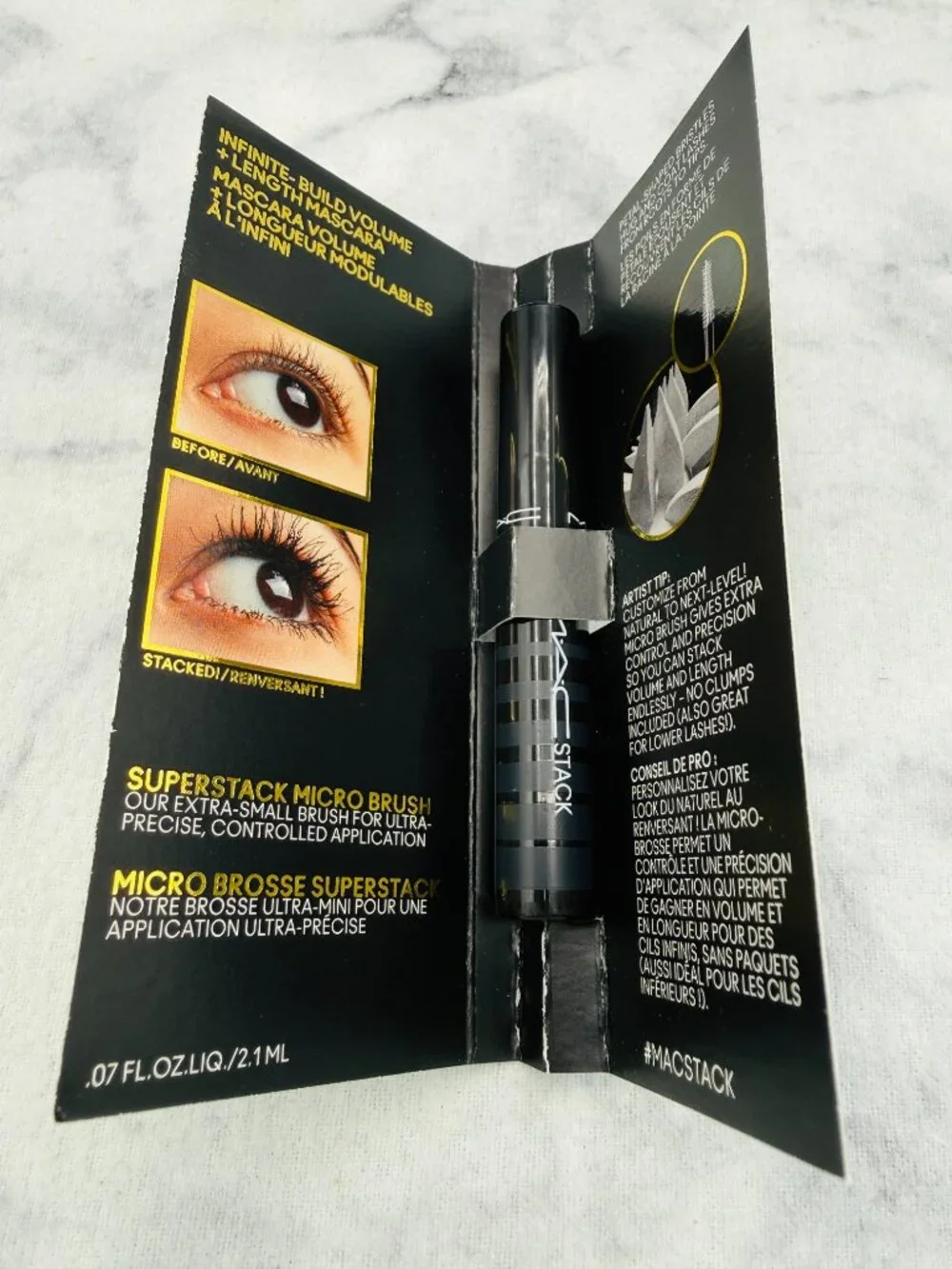MAC Beauty Gift Set-Stack Mascara SuperStack Mega Brush Black,Travel-2pc-NEW